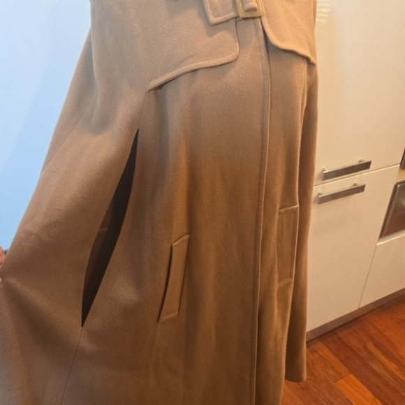 Twelfth Street Wool Cape Arm Holes Collared Mid Length Tan Brown Size Small USA - Picture 4 of 14
